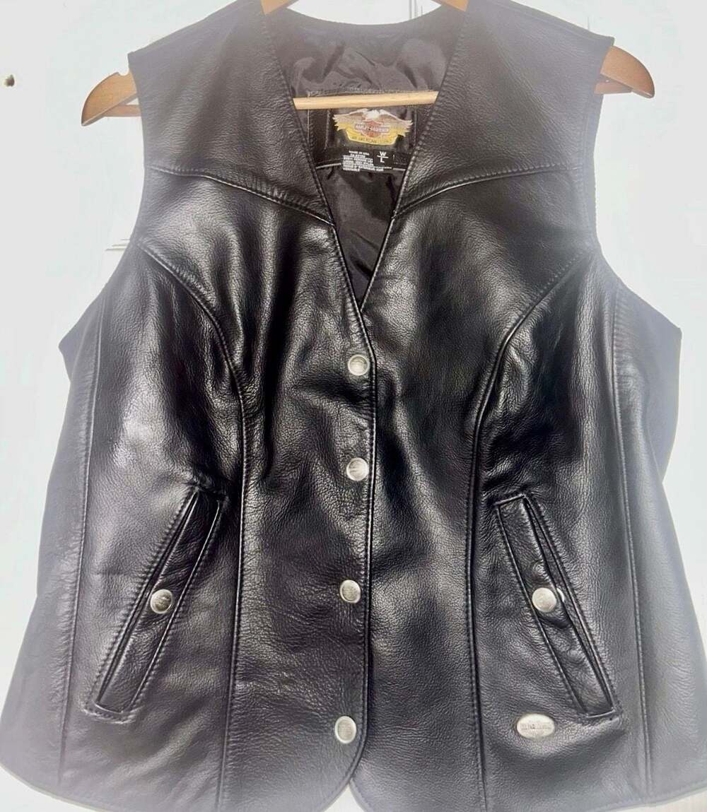 Harley-Davidson Women's Genuine Leather Biker Vest Made in USA